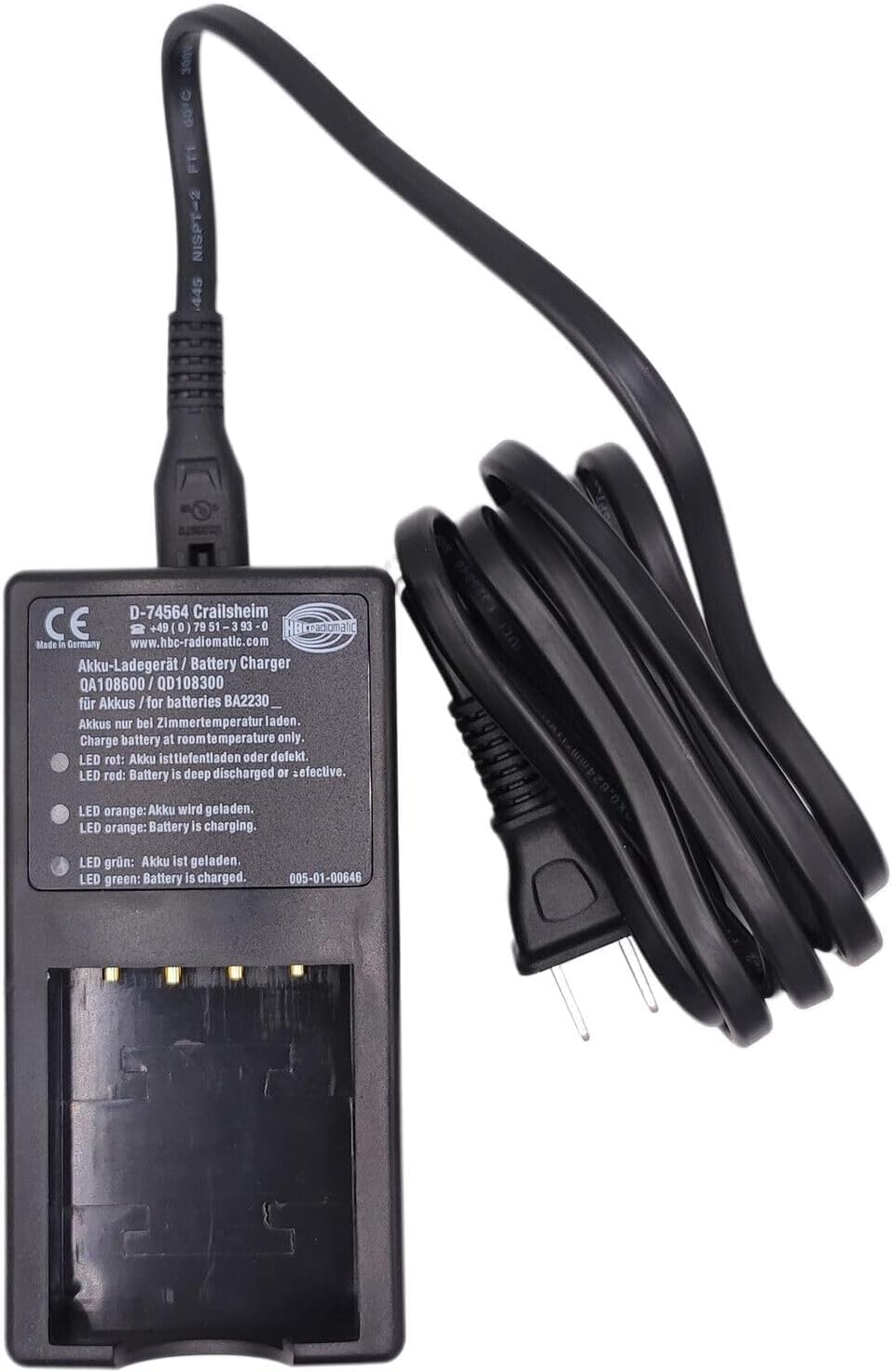 1-Pack 3.6V 2100mAh BA223030 Battery Charger for HBC Crane Remote Control Battery Charger D-74564 QA108600 QD108300(AC 110V-220V)