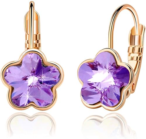 Aretes de gota de cristal austriaco para mujer, chapados en oro rosa de 14 quilates, joyería hipoalergénica, Metal Cristal, cristal