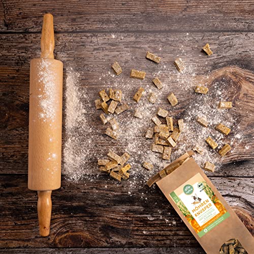 naftie Bio Leckerlis Möhren Knusper Hundekekse - nur für artige Hunde - Hundeleckerli vegan mit Buchweizenmehl - glutenfrei, handgebacken 150g