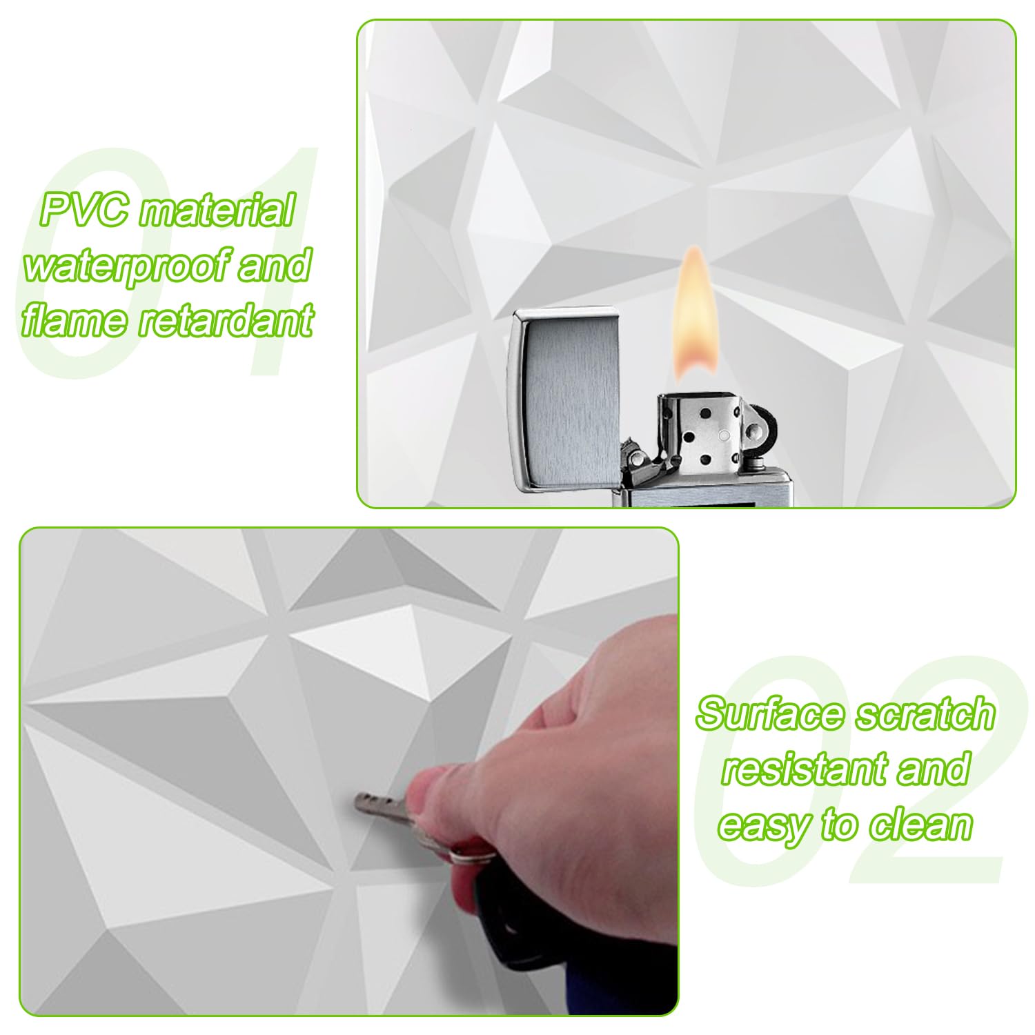 16 Dekoracyjny panel ścienny 3D, biały matowy 30 x 30 cm, panele ścienne 3D, diamentowy design 3D do domowego biura lub wystroju wnętrza studia