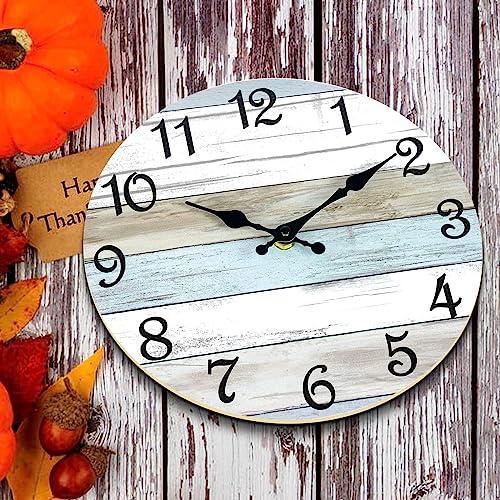 CHYLIN Wall Clock Silent Non Ticking Wall Clocks Battery Operated, Rustic Coastal Country Clock Decorative for Bathroom Kitchen(10 Inch)