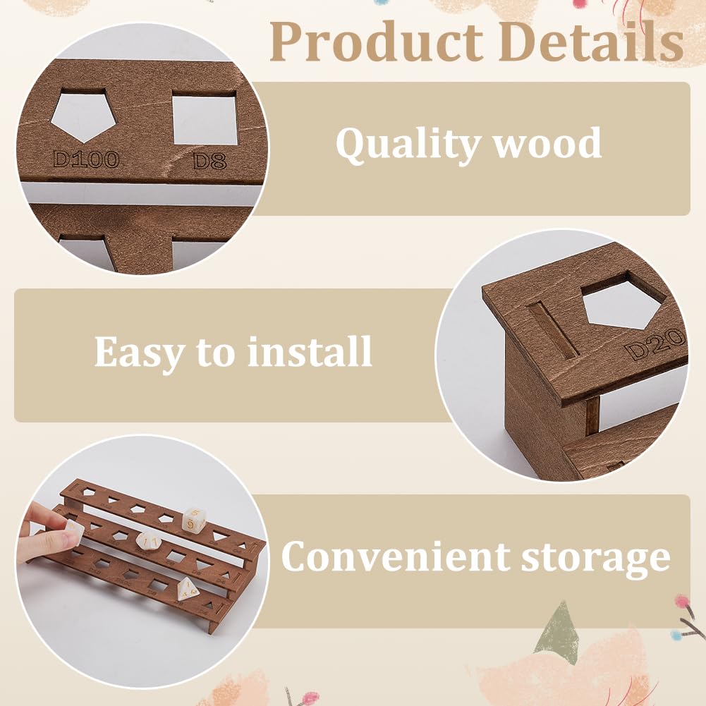 BENECREAT Wooden Dice Holder, 3 tier Dice Display Rack - Image 4