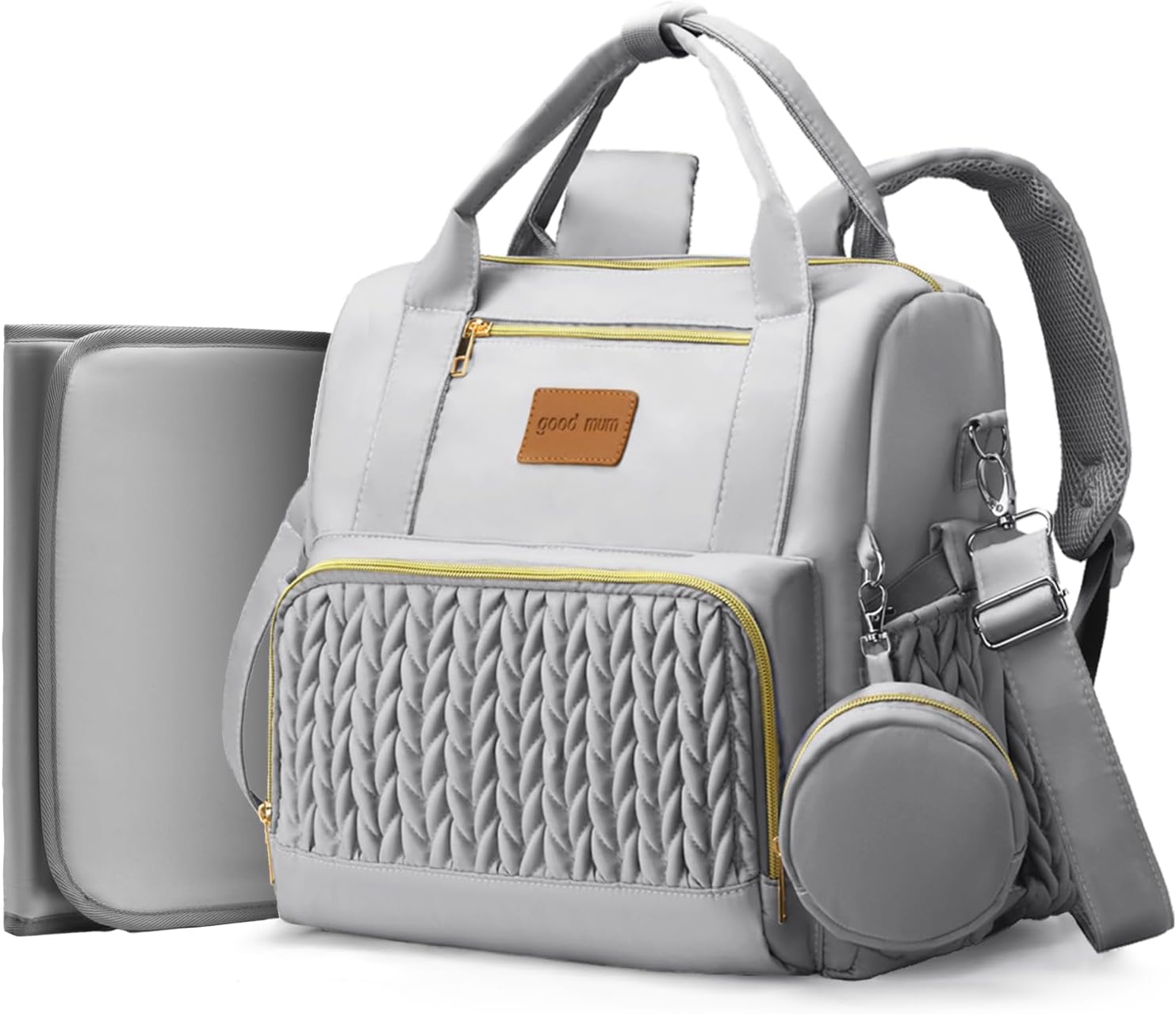 Baby Bag for Moms,Stylish Waterproof Baby Diaper Bags with Changing Pad,Insulated Pockets,Multi-Function Travel Diaper Backpacks,Newborn Essentials, Grey Baby Bag for Moms,Stylish Waterproof Baby Diaper Bags with Changing Pad,Insulated Pockets,Multi-Function Travel Diaper Backpacks,Newborn Essentials, Grey
