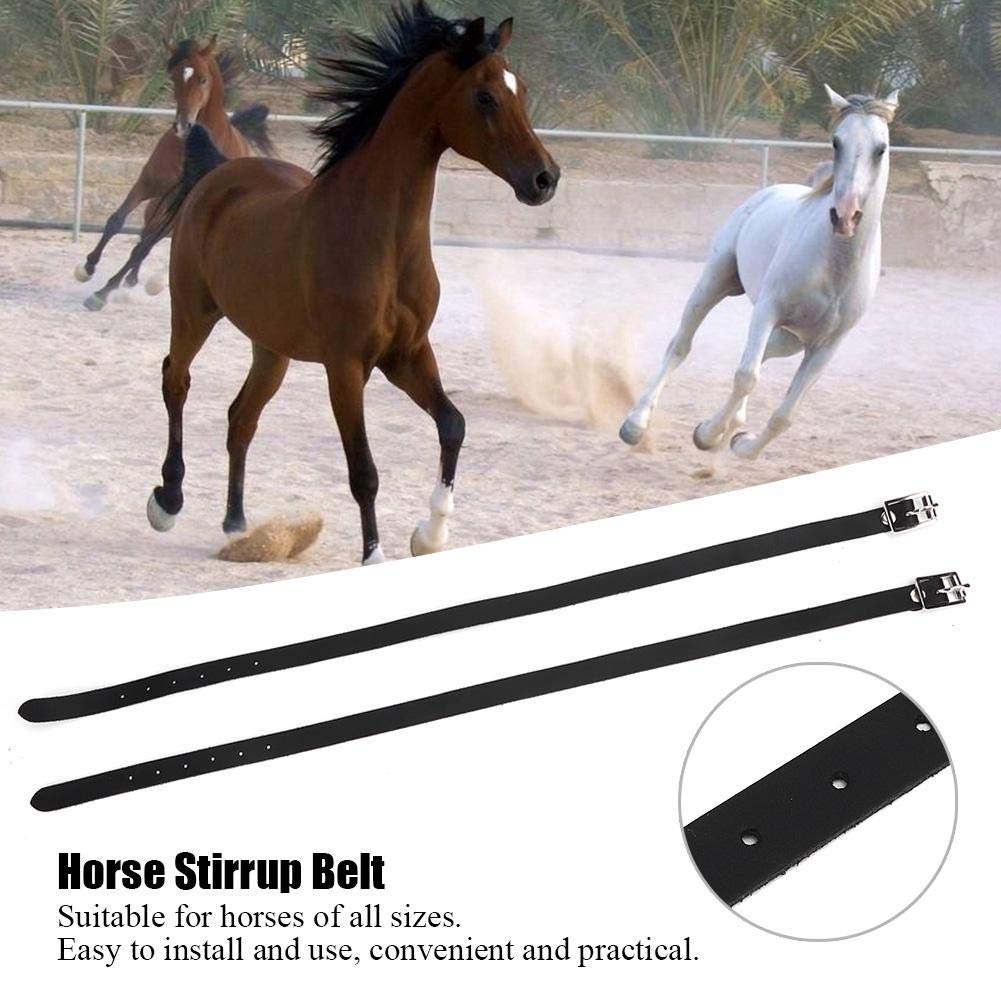 AMONIDA 1 Paire de Cuirs d'étrier de Cuir d'étrier de Cheval, Ceinture d'étrier, Outil de Cheval en Acier Inoxydable Boucle de Cheval Noir étrier de Cuir pour Cheval (Noir)