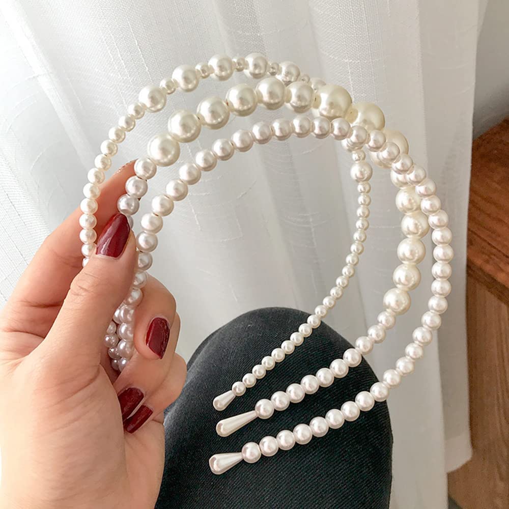 Amazon.com : JWICOS 3Pcs White Faux Pearl Headbands Bridal Hair