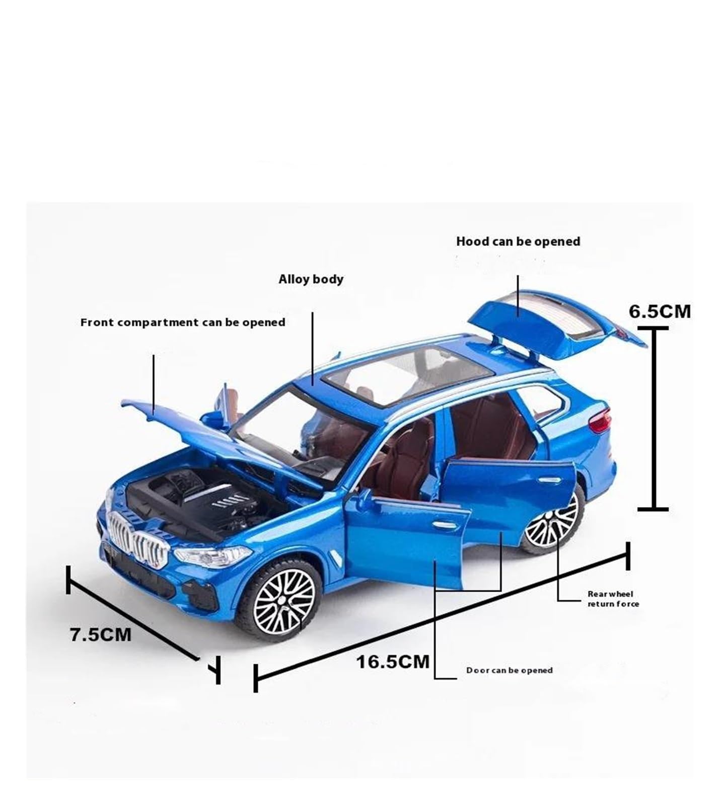 Modellino Diecast Modellismo da Collezione Auto 1:32 Per BMW X5 SUV Modellino In Lega Pressofusa Per Auto Con Decorazioni A Scomparsa(Nero)