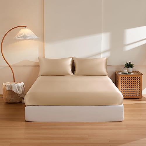 Miniatura 10 de THXSILK Silk - Juego de sábanas bajeras tamaño King de 3 piezas, 6A+ de grado superior, 100% seda de morera pura, sábanas de lujo para cabello y