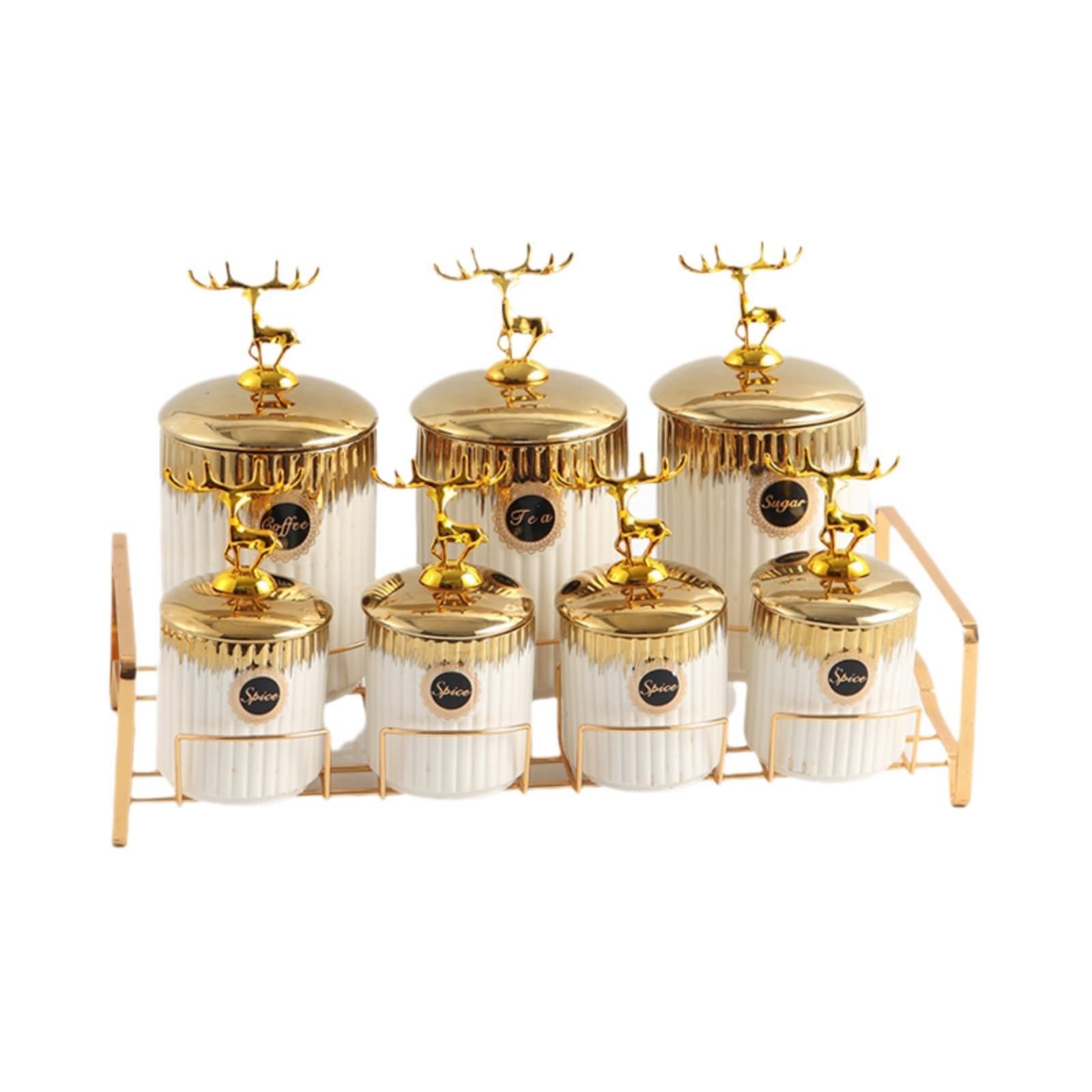 7 Piezas Botes Cerámica con Soporte Sellado Tarros Almacenamiento con Tapa Herméticas Recipiente Cerámica para Cocina