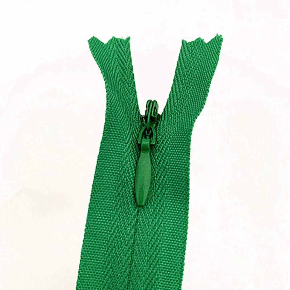 50 piezas, 28-60 cm de largo, cremallera oculta, bricolaje, anillo de cremallera de costura de nailon, verde hierba, 50