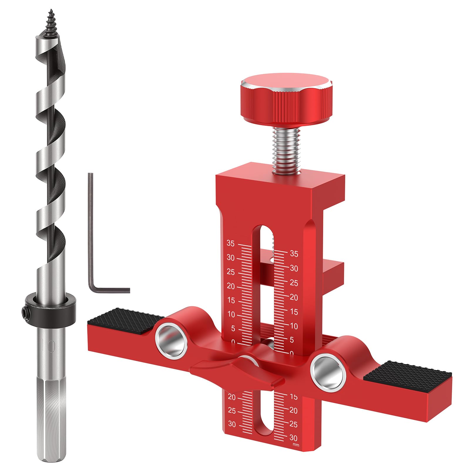 Lulobtg Red Cabinet Door Installation Jig Adjustable Hardware Positioner Tool With Drill Bit And L-Shaped Wrench Aluminum Alloy Mount Cabinet Installation Locator For Most Cabinets Doors