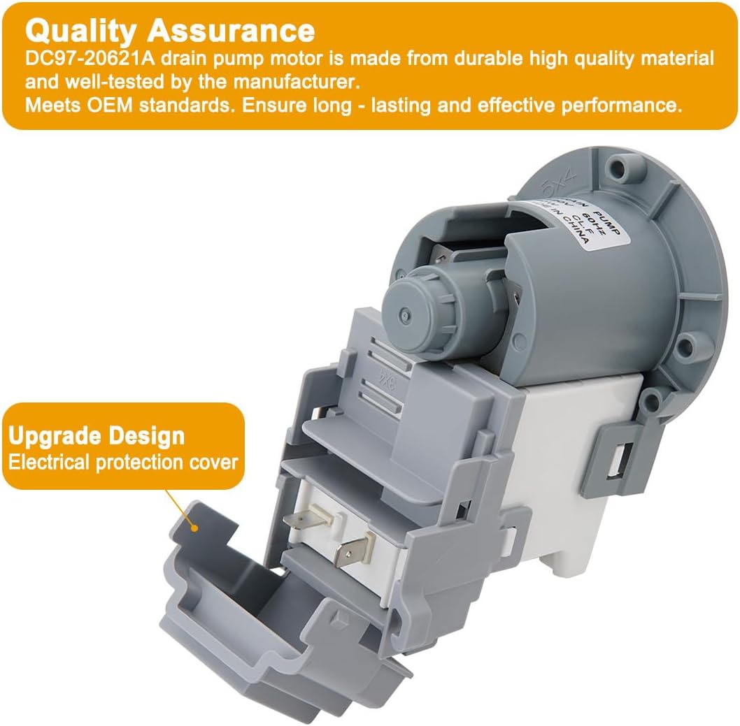 DC97-20621A Washer Drain Pump Motor by SupHomie - Compatible with Samsung Washer Replaces AP6807020 (ONLY MOTOR)