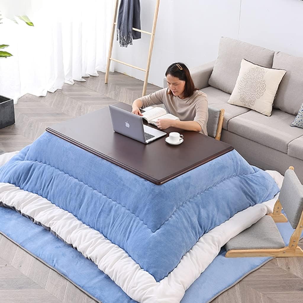 Table with Heater and Blanket 4pcs/Set - Japanese Table with Futon Carpet Heater, Traditional Low Sitting Heated Table for Cozy Living Room