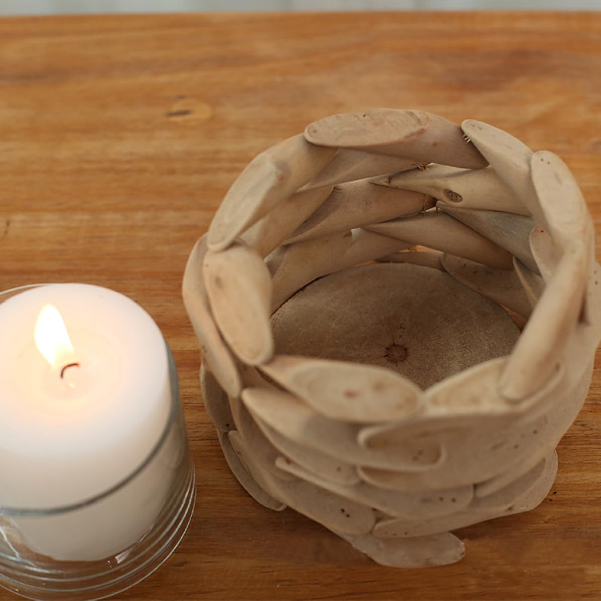 Portacandele Rotondo Decorativo in Legno Fatto per Matrimonio