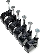 Lot de 100 clips de câble ronds noirs avec clous de fixation, type K (10 mm)