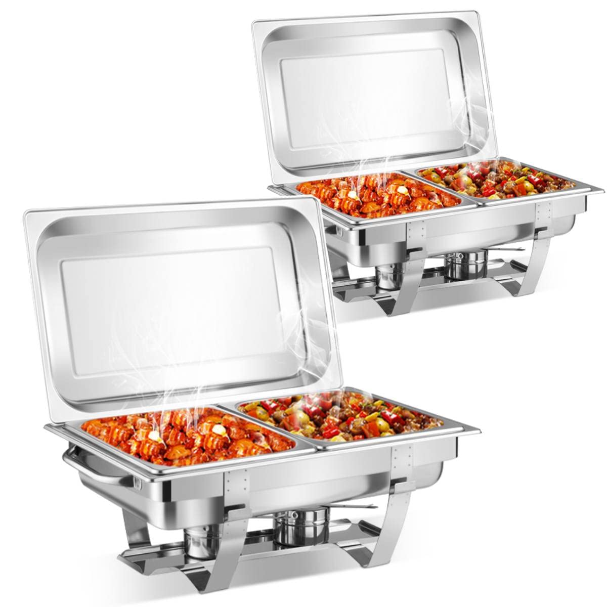 9L Acciaio Inox Rettangolari Catering Server, Chafing Dish Buffet Set, Anti Scaldabagno Buffet Scaldabagno Scaldabagni per Utensili da Cucina, Banchetti, Argento