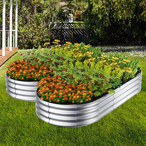 Winpull Raised Garden Bed Kit, Large Galvanized Beds Outdoor Planter Box With Safety Edging And Gloves, Metal For Gardening Vegetables Fruits Flowers (4X2X1Ft) #TOP6