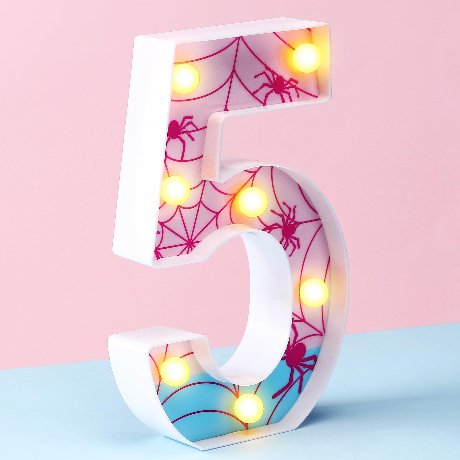 Leinuosen Spider LED Number Lights Birthday Party Decoration Pink Spider Light up Numbers Women Birthday Supplies for Marquee Night Christmas Gift