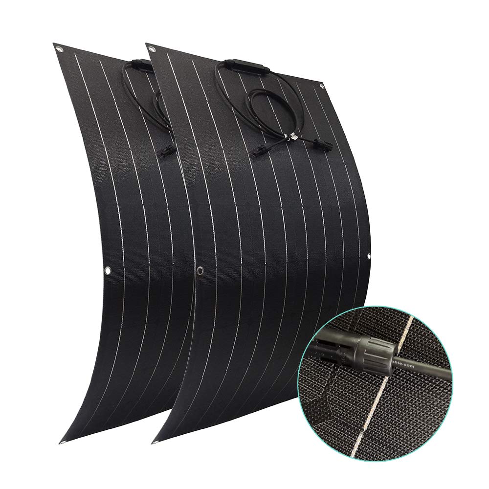 Photo 1 of 2X 100W Flexible Mono Solar Panel 200W Solar Panel with Rugged Surface for Motorhomes Boat RV Travel Trailer Truck Home