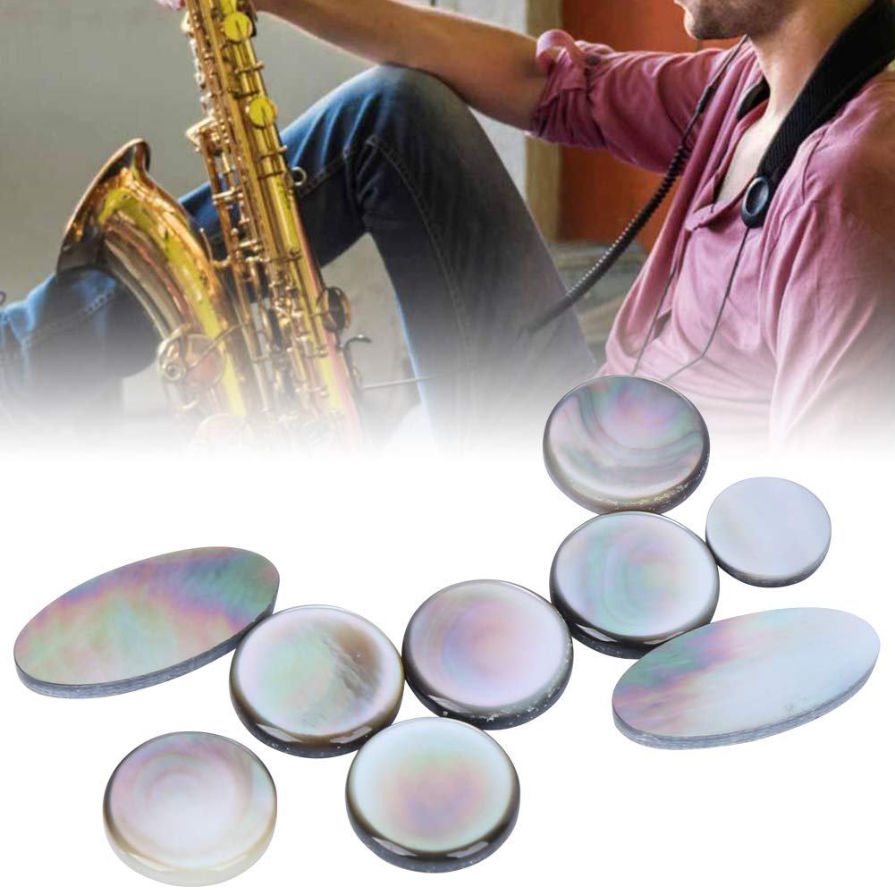 Tbest Bottoniera per Sassofono, 9 Pezzi, Set di Bottoni per Chiave Sax in Bianco e Nero, Accessori per Strumenti Musicali, Accessori per Decorazioni per Bottoni per Sassofono