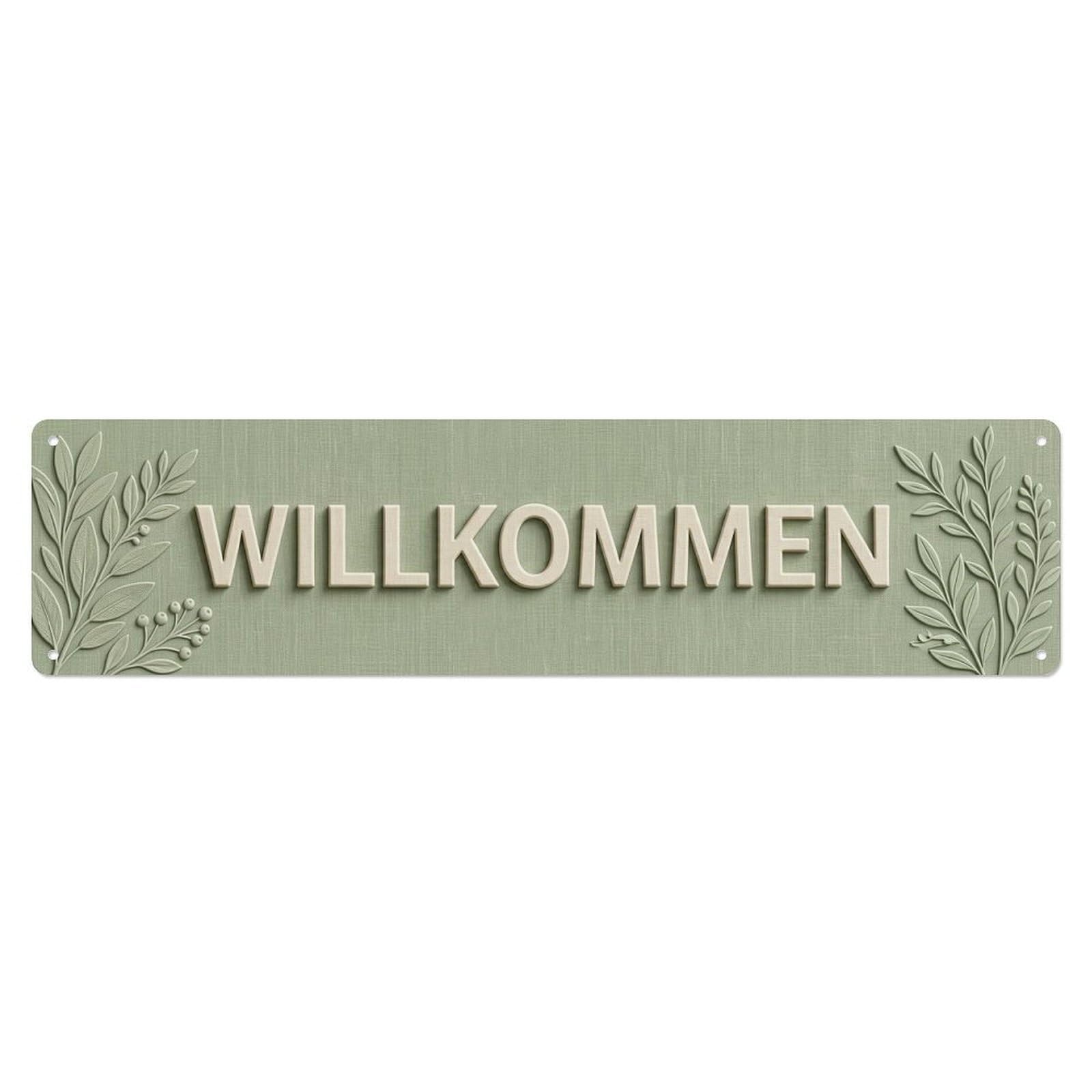 Sage Green Natural Organic Welcome Metal Tin Sign