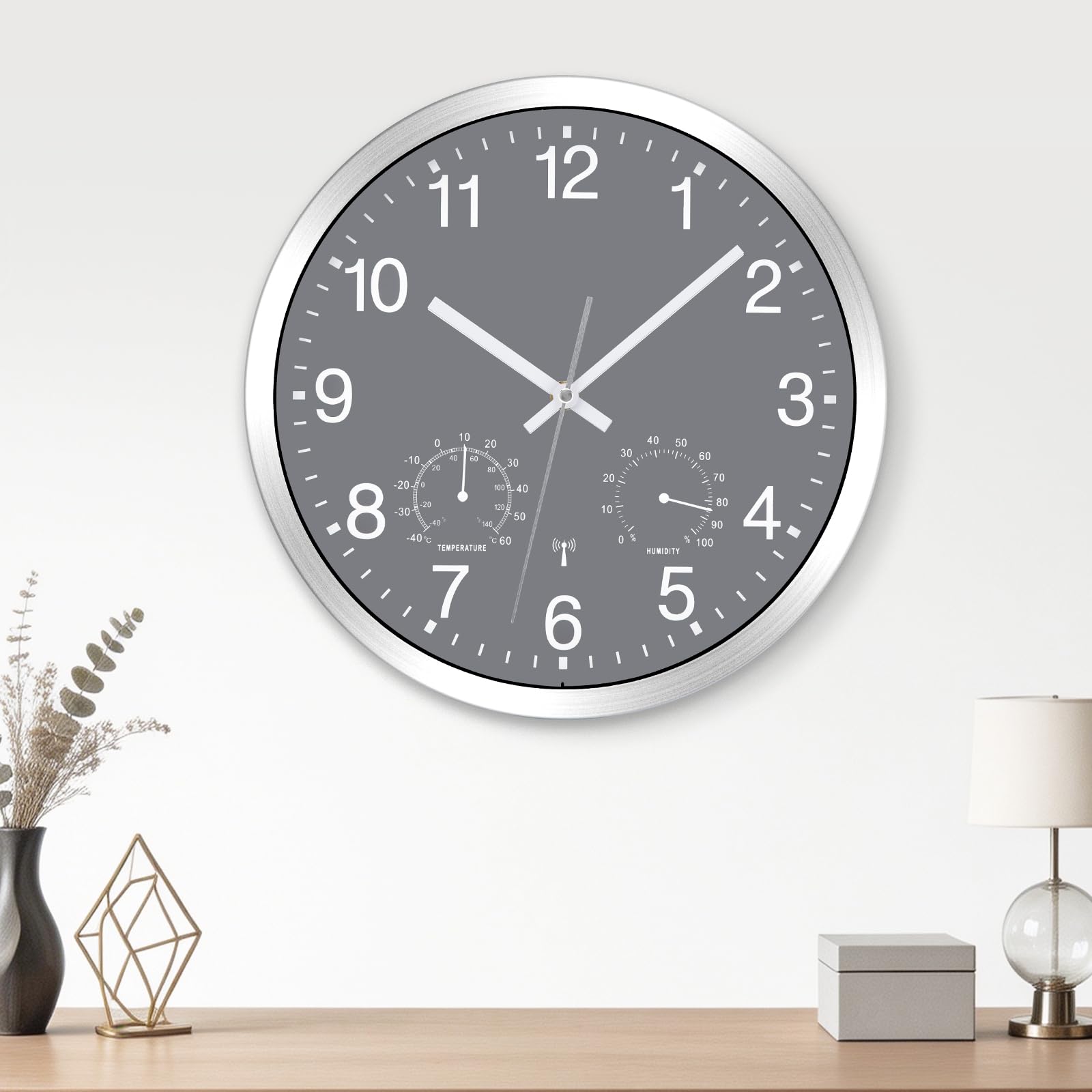 Reloj de pared inalámbrico con indicador de temperatura, 30 cm