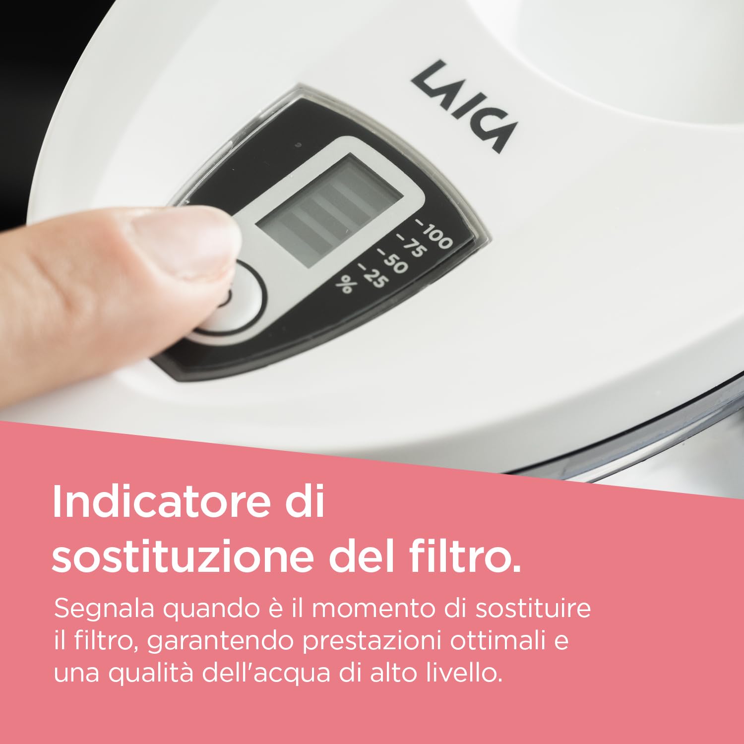 LAICA Stream Line Caraffa Filtrante - Bianca - 2,3L - Timer Digitale - 6 Limescalestop Filtri inclusi - Riduce il Calcare nell'Acqua e Migliora il Gusto dell'Acqua - Made in Italy