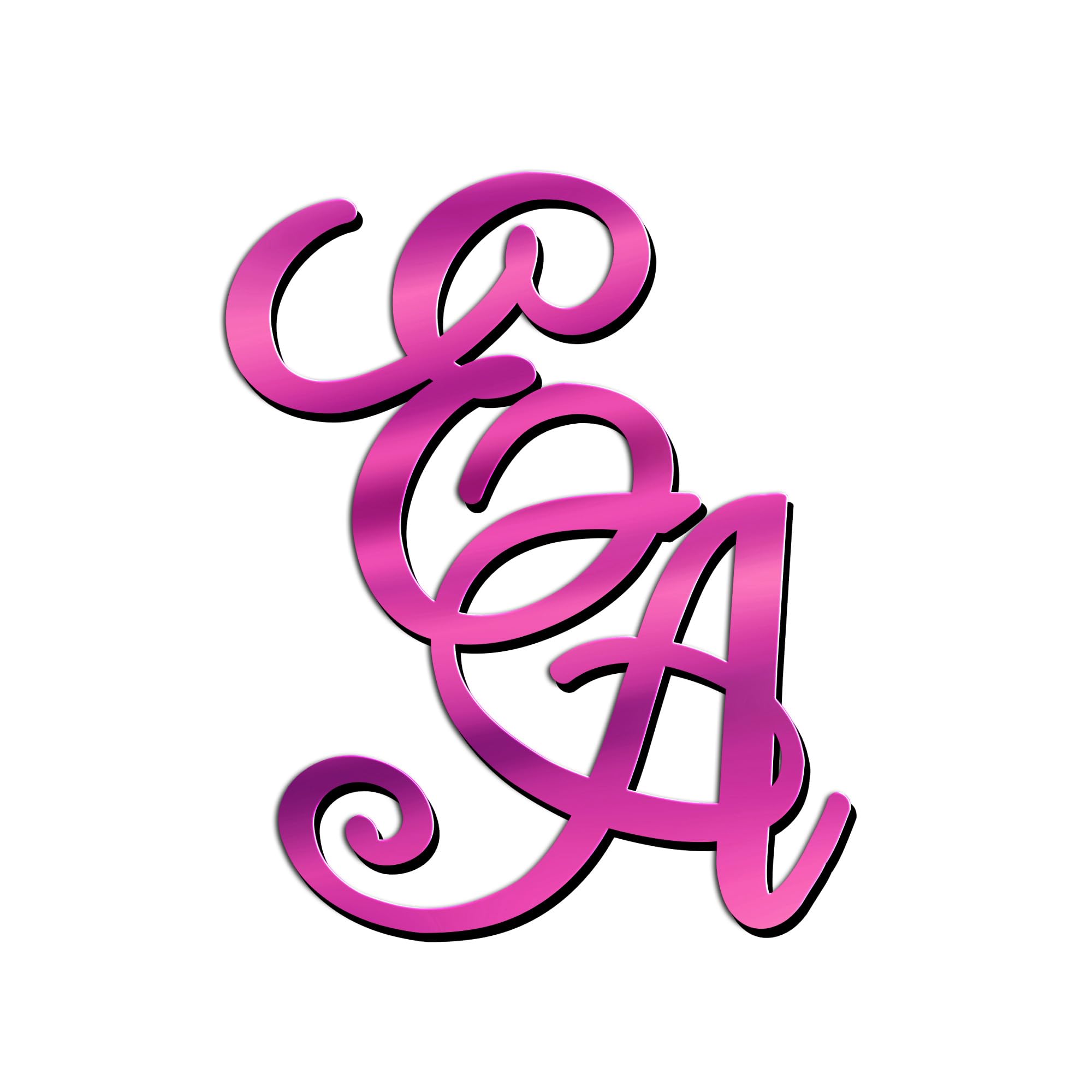 World of Sparkles | Personalized Initials Wedding Celebration Cake Charm Acrylic 3mm Thick and Classy - 3" 4" 5" 6" (Pink Mirror) 5inch