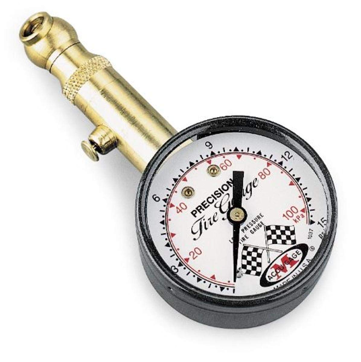 Accu-Gage S15XA (3-15 PSI) Swivel Angle Chuck Dial Tire Pressure Gauge with Bleed Valve