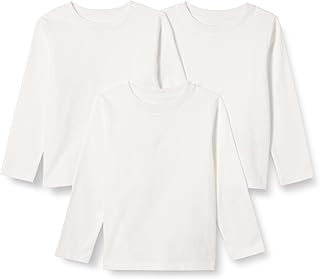Camisetas de Manga Larga 100 % Algodón de Corte Holgado Unisex Niños, Pack de 3