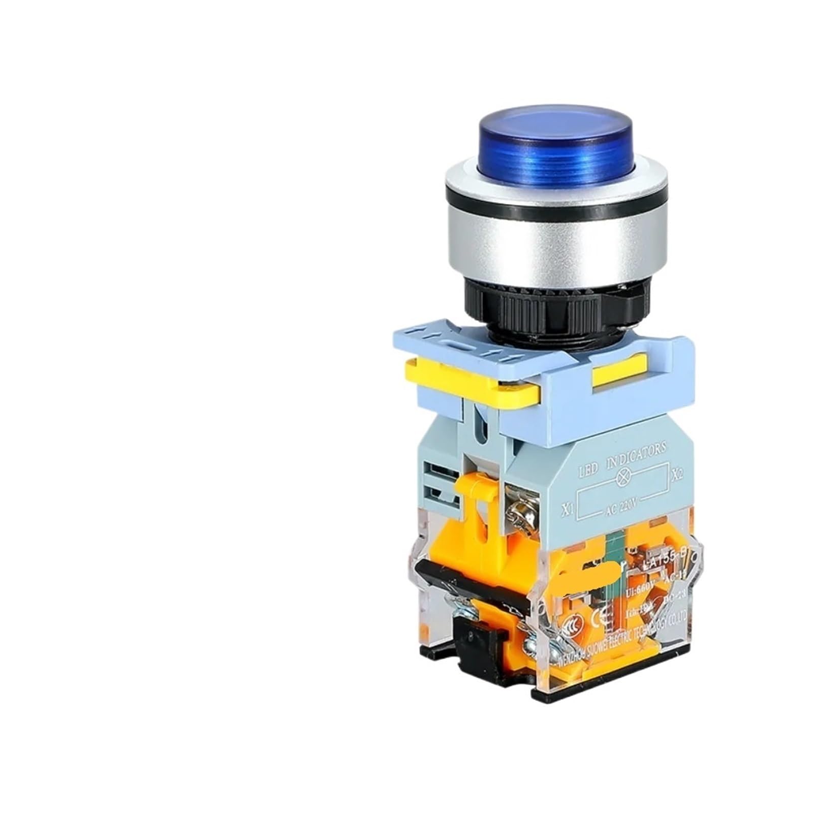 Interrupteur de distribution 30mm à tête haute fixe et lumineuse 220V