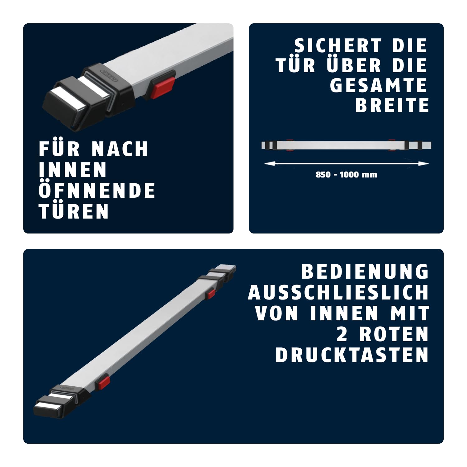 ABUS Panzerriegel PR1400 - Einbruchschutz für nach innen öffnenden Nebentüren wie Kellertüren, Lagertüren, Garagentüren - ohne Zylinder - silber