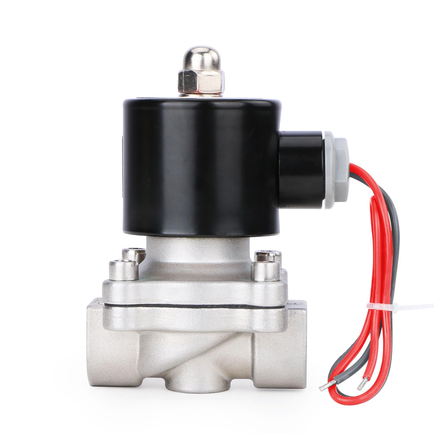 U.S. Solid Válvula solenoide eléctrica de acero inoxidable 1/2 pulgadas, 24 V CA, normalmente cerrada, aire, agua, combustible, rosca VITON G