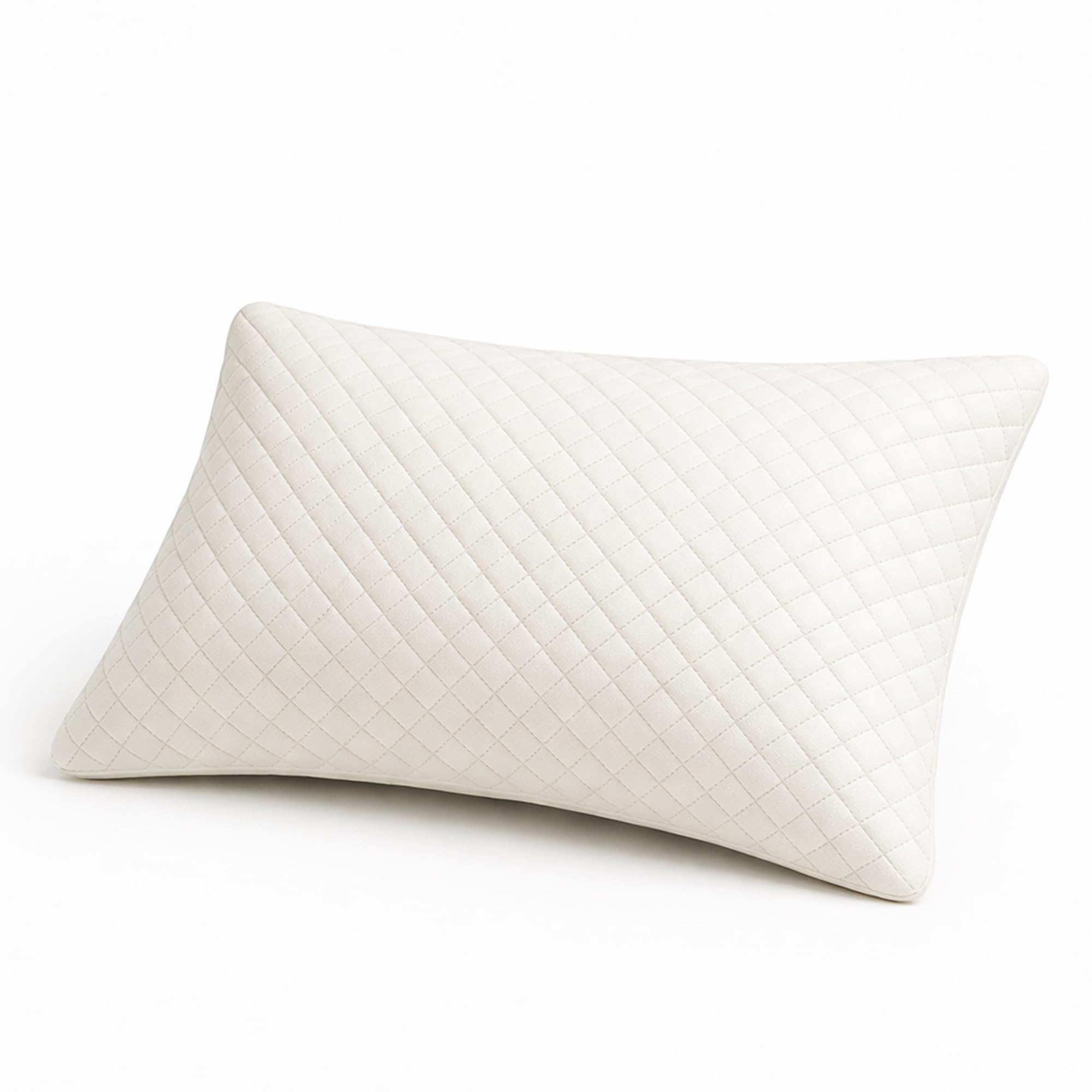 Iyan Soft Furnishing White Ultrasonic Quilted Hollowfibre Pillows 1 Pack – Luxury Firm & Plump Bed Pillows For Sleeping, Hypoallergenic Down Alternative Bounce Back, Side & Stomach Sleepers, Dust Mite Resistant