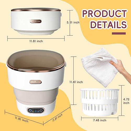 Miniatura 4 de Portable Washing Machine 15L, Mini Washer with 4 Modes and Spin Basket, Large Capacity Laundry Washer Deep Cleaning for Underwear,Baby Clothes,
