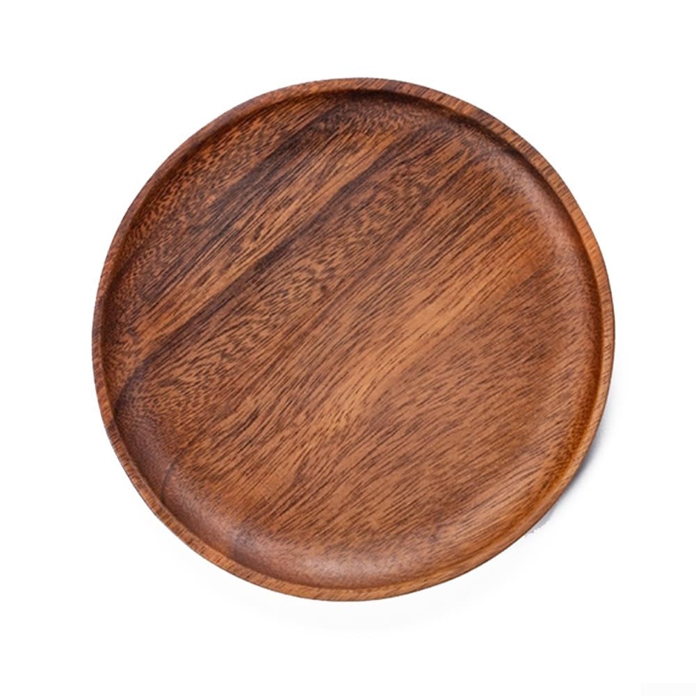 Plato redondo natural para frutos secos en madera de nogal para tardes de té