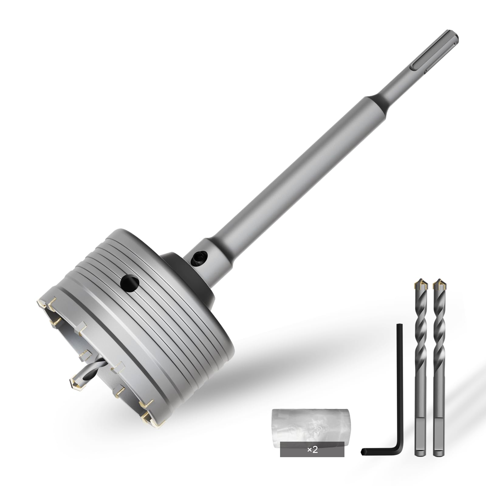 CSOOM Sega a tazza per calcestruzzo, 100 mm, con gambo SDS Plus da 220 mm, sega a tazza per cemento in carburo, sega a tazza per cemento in carburo, per cemento e calcestruzzo, pietra per mattoni