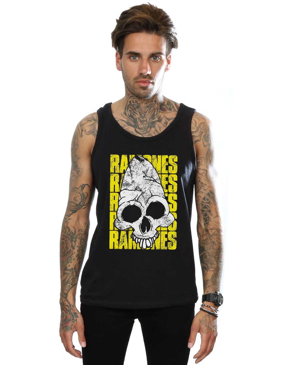 Absolute Cult Men's Black Ramones Pinhead Distressed Vest X-Large