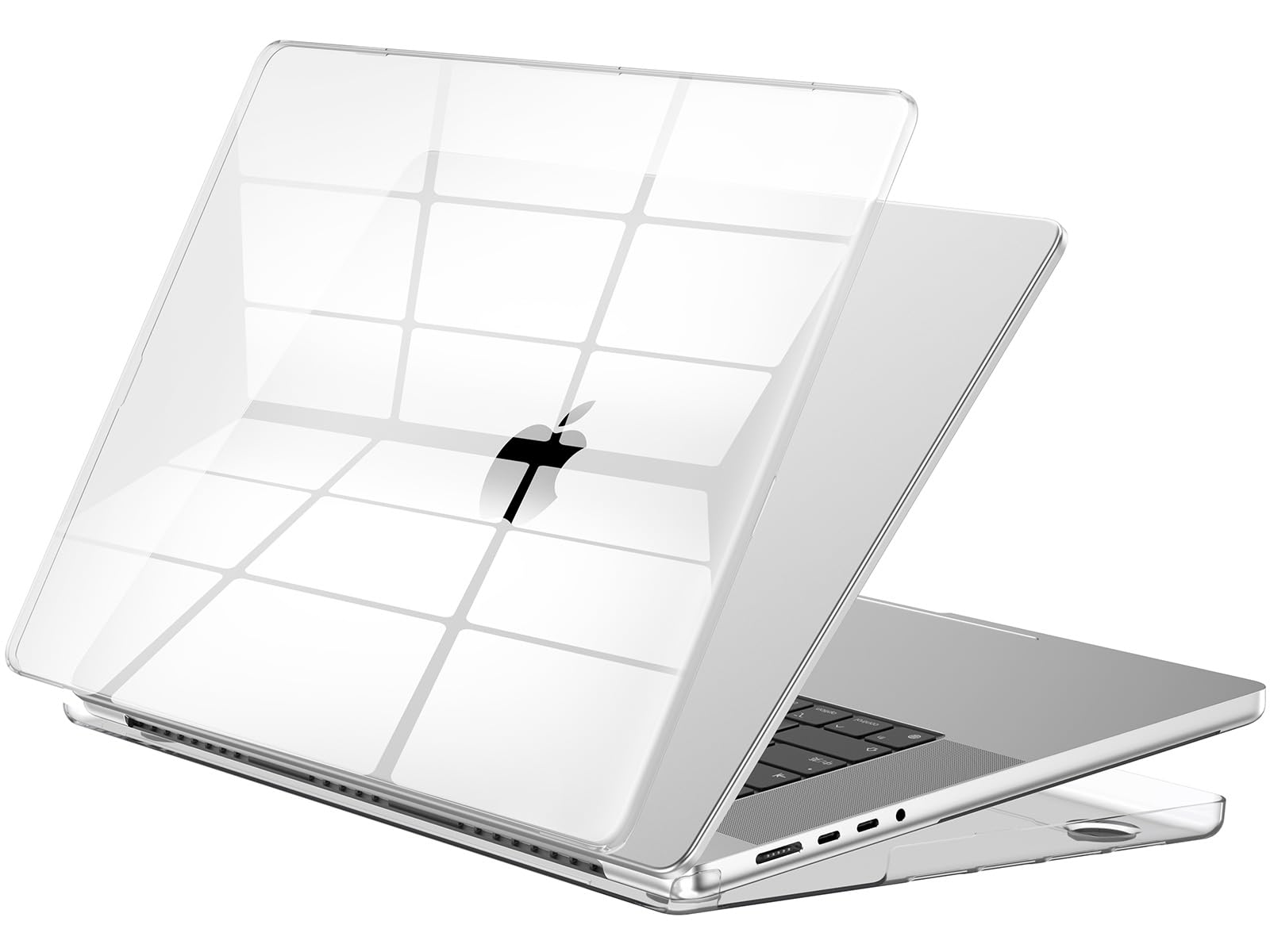 EooCoo Cover compatibile con MacBook Pro 16 Pollici 2021-2024 Pro Max M4 A3186 A3403 / M3 A2991 / M2 A2780 / M1 A2485 con Touch ID, Custodia Rigido in Plastica Liscia e Lucida - Cristallo Trasparente