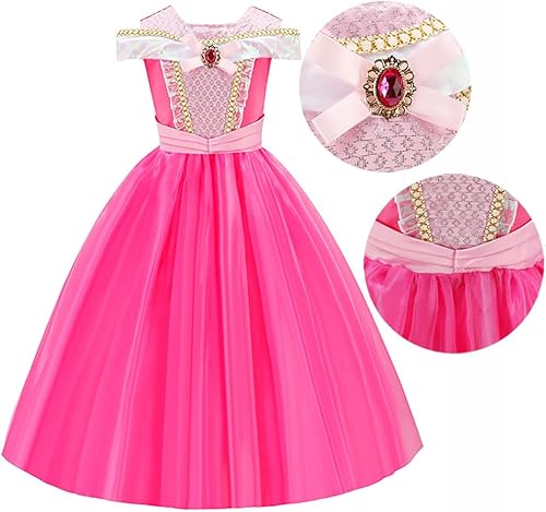 Miniatura 8 de Disfraz de princesa Aurora para niñas con accesorios, disfraz de princesa Aurora para fiesta de cumpleaños, disfraz de Halloween
