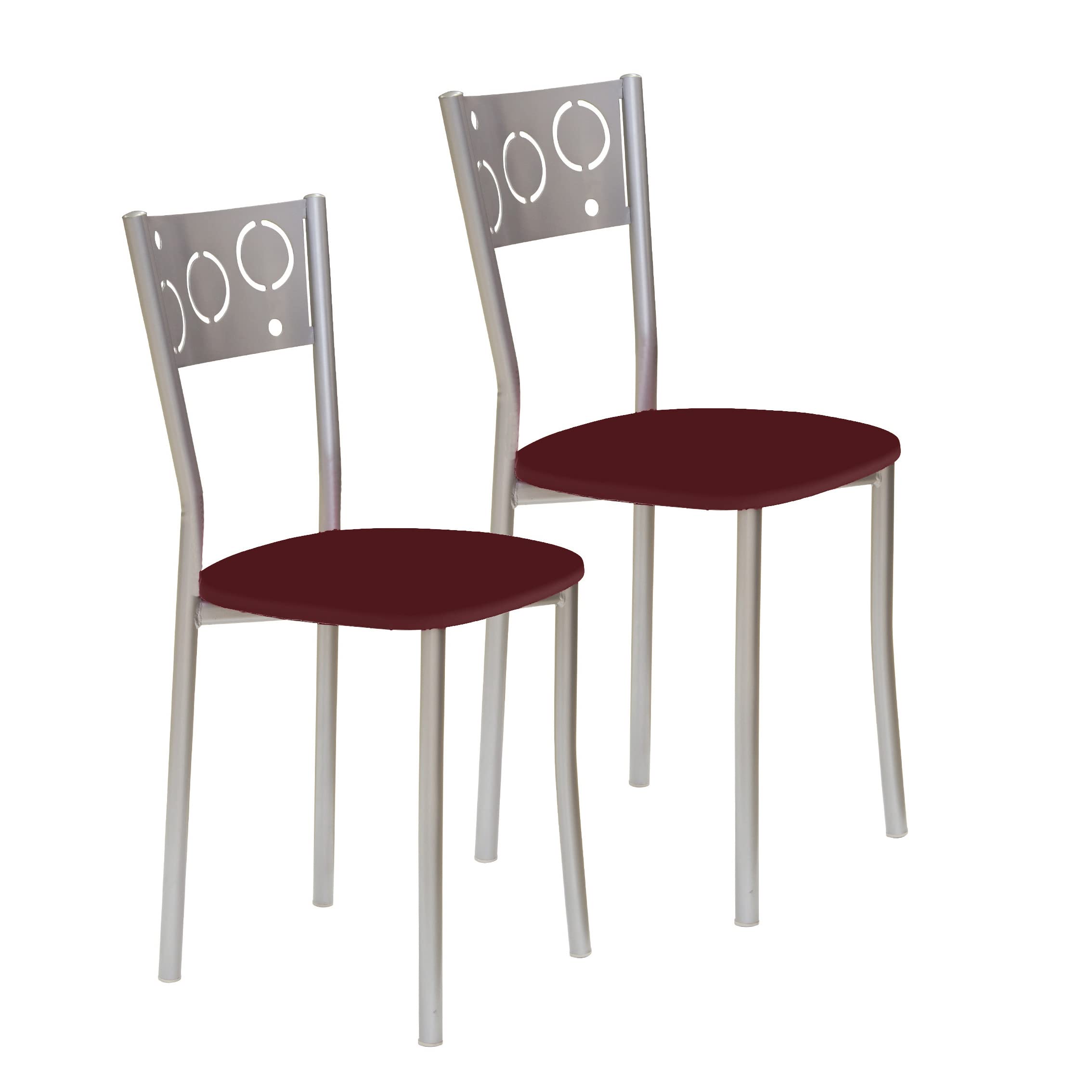 ASTIMESA SCPRBU Due sedie da cucina, metallo, bordeaux, altezza della seduta 45 cm