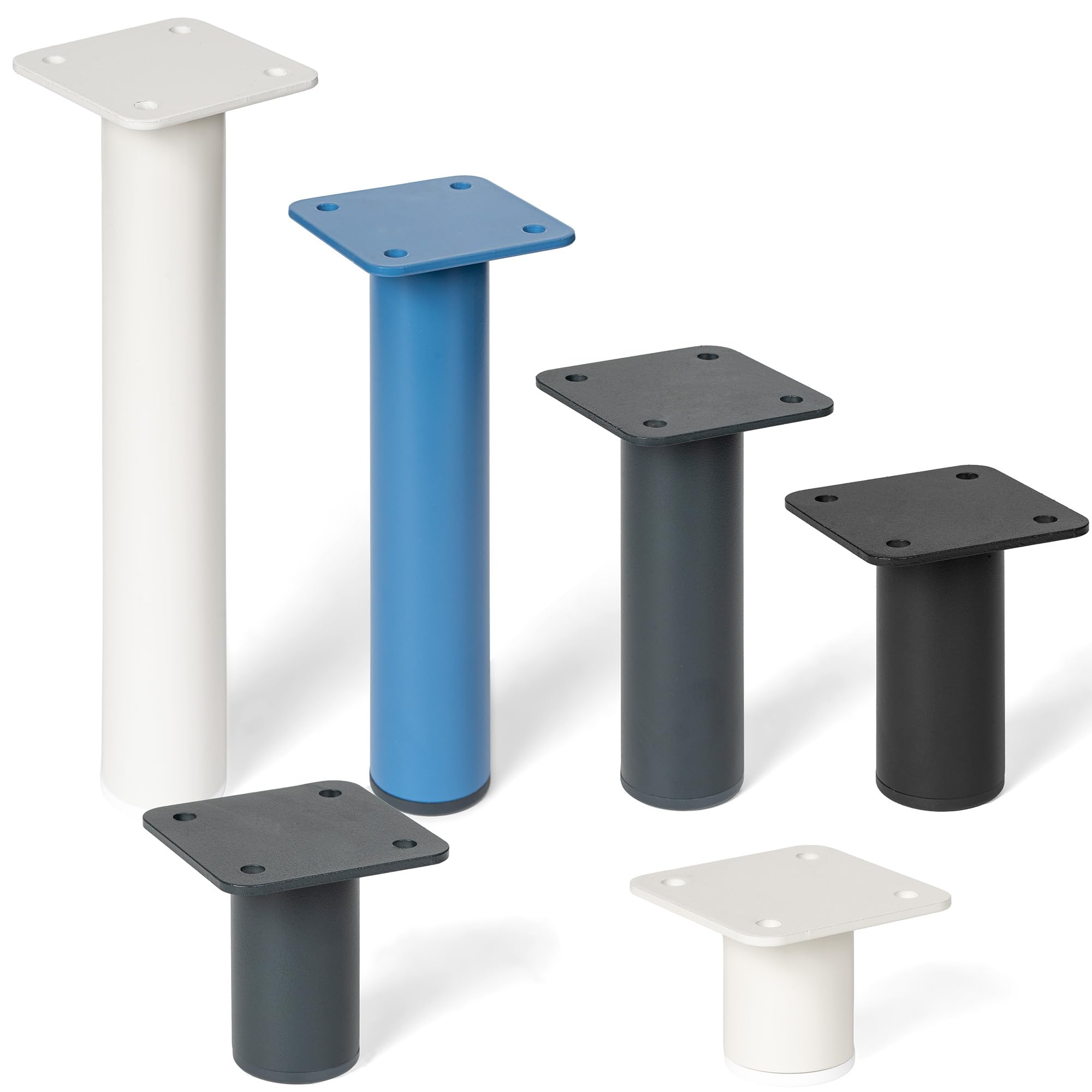 Patas para muebles de cocina y estanterías en metal negro Ø42,4 mm juego de 4 piezas HOLZBRINK