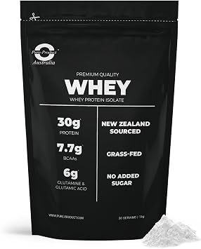Pure Product Australia - Whey Protein Isolate & Hydrolyzed - Premium Grass Fed - 30g Protein per Serve, Fast Absorbing - Non-GMO - Easy Digesting - NZ Protein - 2kg 4.4 lbs Unflavour