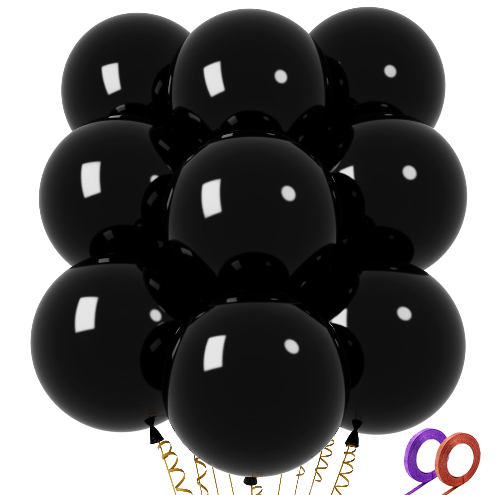 32Pcs Black Big Balloons 18 Inch, Round Large Latex Party Balloons for Birthday Wedding Decorations. (black)