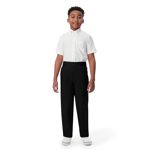 Calças de Uniforme Escolar Pull-on Relaxed Fit School Uniform Pant (Standard & Husky), French Toast, Meninos