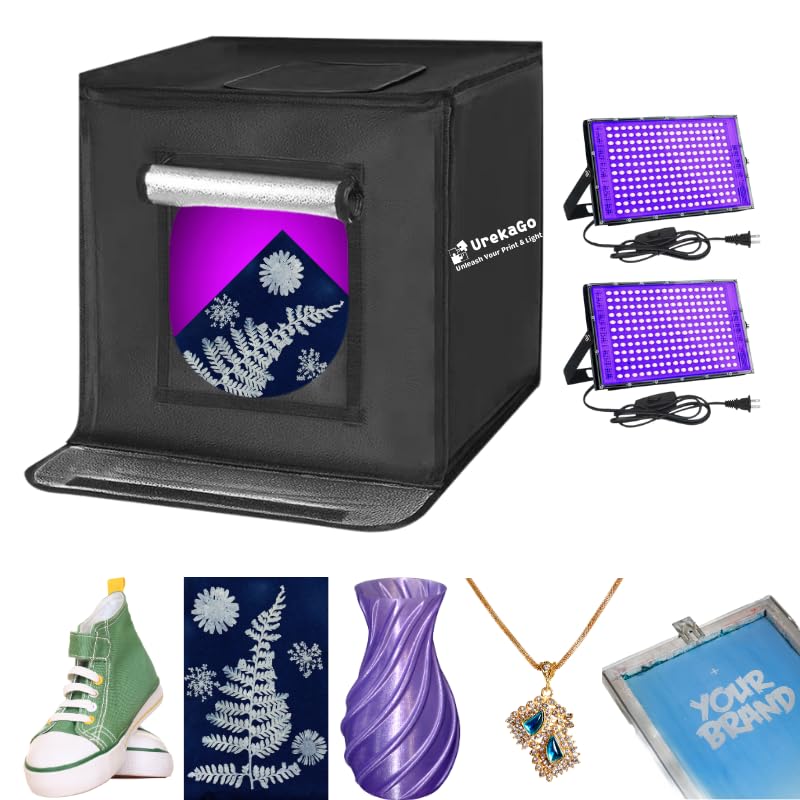 Estudio de luz plegable | Caja de luz de 16 x 16 x 16 pulgadas, cultivo de plantas, LED UV para impresión 3D, manualidades de resina, serigrafía, cianotipo, eliminación de amarillamiento de zapatos y