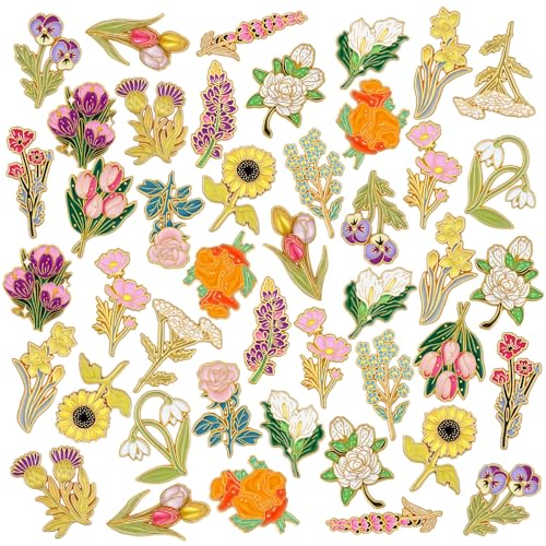 Tondiamo 54 Pcs 54 Pieces Wildflower Enamel Pins Daisy...