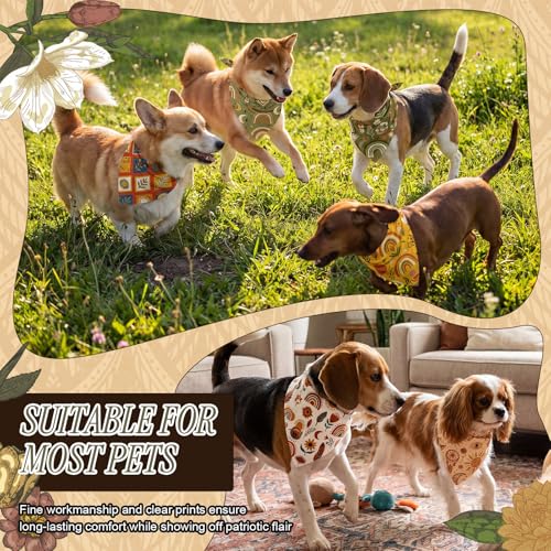 Image of Abbylike 50 Pcs Boho Dog Bandanas Bulk, Vintage Rustic Bohemian Style