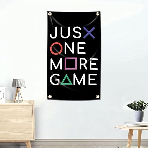 Miniatura 2 de Bradykin Tapiz Just One More Game Banner Flag Gaming Wall Tapestry Videojuegos Decoración del hogar 3 x 5 pies, arte colgante para dormitorio, sala