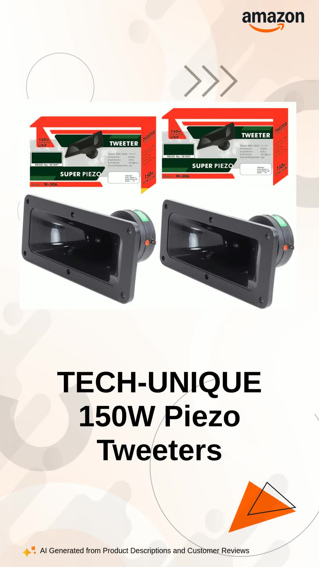 TECH-UNIQUE 150W Automotive Line Super Piezo Tweeter – Set of 2