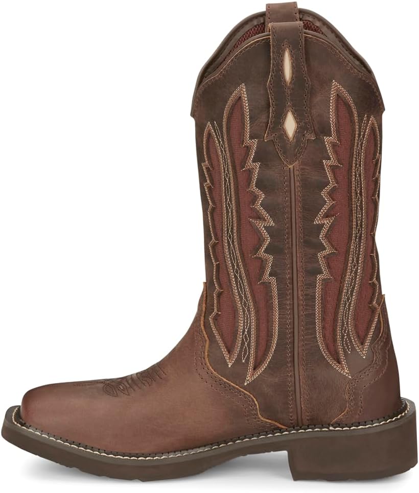 Justin Boots Womens Paisley 11" Square Toe Casual Boots Mid Calf Low Heel 1-2" - Brown - Size 11 B